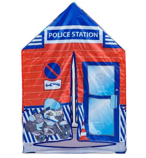 Cort de Joaca pentru Copii tip Garaj de Politie, Interior sau Exterior, rosu/albastru