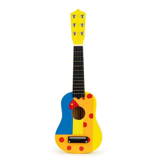 Chitara clasica din lemn pentru copii, cu 6 corzi metalice, 53cm, galben