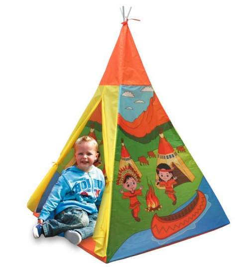 Loc de joaca pliabil tip cort Indian pentru copii, cu intrare roll-up, 100x135 cm