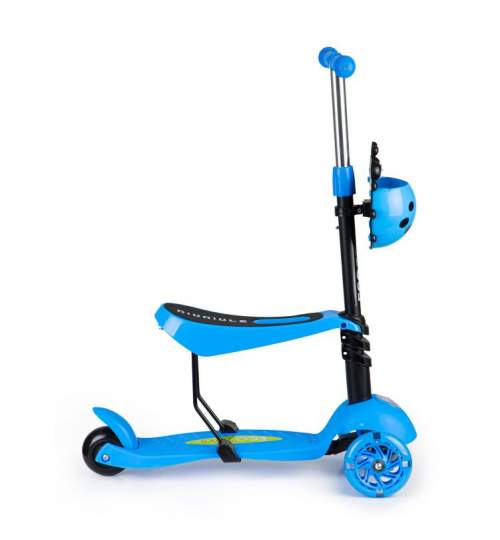 Trotineta pliabila scooter pentru copii, cu 3 roti iluminate LED, scaun detasabil, inaltime reglabila, albastru