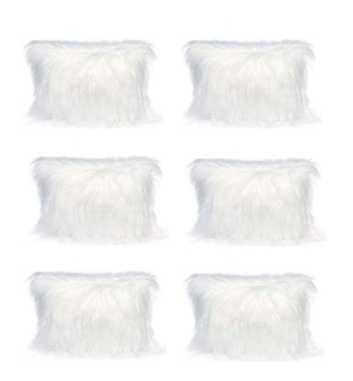 Set 6 perne decorative pufoase, din blanita artificiala, 30x50 cm, culoare alb