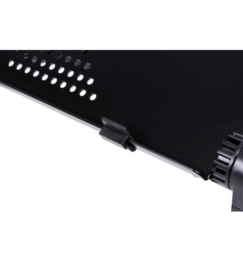 Masuta reglabila tip Suport pentru laptop, din metal, cu suport de mouse si cooler incorporat, negru
