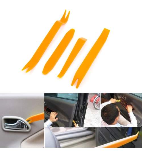 Kit Unelte Profesionale pentru Demontare Tapiterie Auto 4 Piese, portocaliu