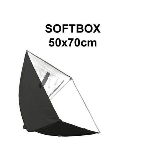 Softbox 50x70 cm cu difuzor detasabil si cap mobil, soclu E27