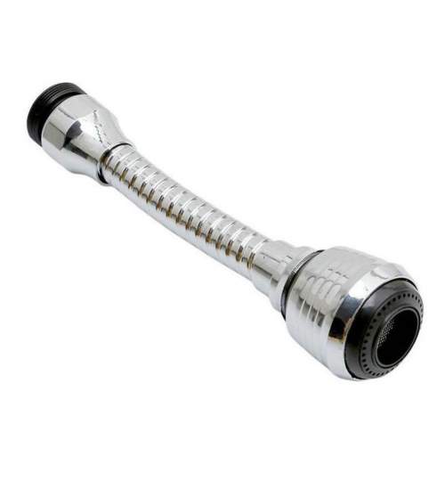 Adaptor flexibil universal, prelungitor pentru robinet chiuveta, cu 2 functii, 360 grade, 13cm