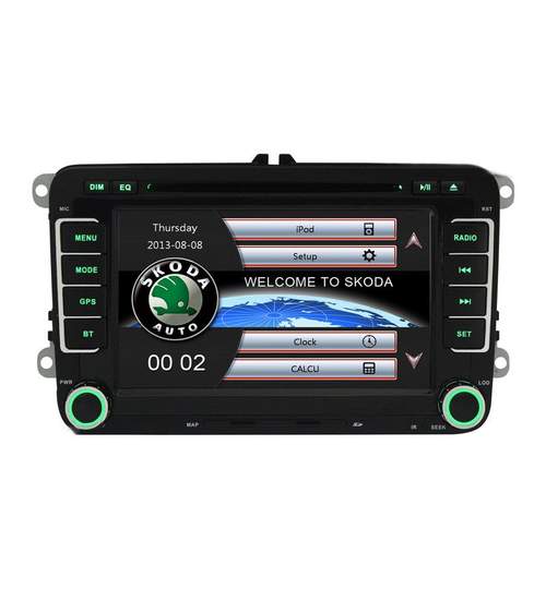 Unitate Multimedia cu Navigatie Audio Video cu DVD BT si WiFi Skoda Rapid + Card 8Gb cu Soft GPS si Harti GRATUITE