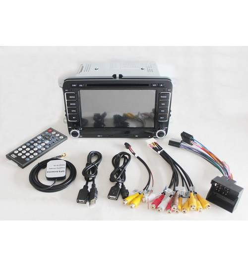 Unitate Multimedia cu Navigatie Audio Video cu DVD BT si WiFi Skoda Rapid + Card 8Gb cu Soft GPS si Harti GRATUITE