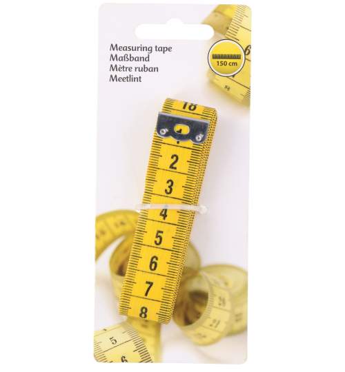 Centimetru croitorie marcat pe ambele fete, 150 x2 cm, culoare galben