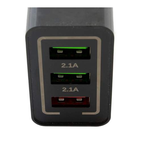 Adaptor priza incarcator retea Quick Charge cu 3 porturi USB, 2.4 A, negru