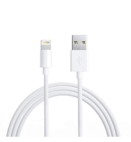 Cablu de date si incarcare USB Lightning compatibil iPhone / iPad / iPod, lungime 90cm, alb