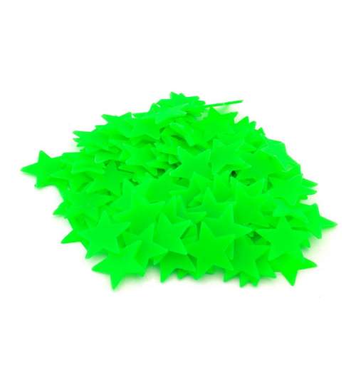 Set 100 stelute autocolante fluorescente, 2.5x3.2 cm, culoare verde