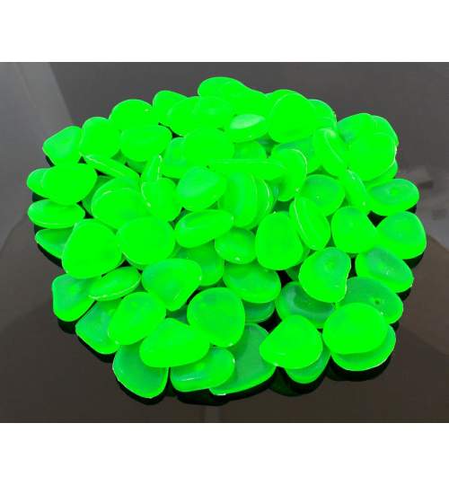 Set pietre decorative fluorescente, diametru 2-3cm, culoare verde, 100buc