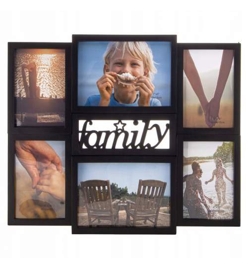 Rama foto FAMILY pentru 6 fotografii, 42x36 cm, negru