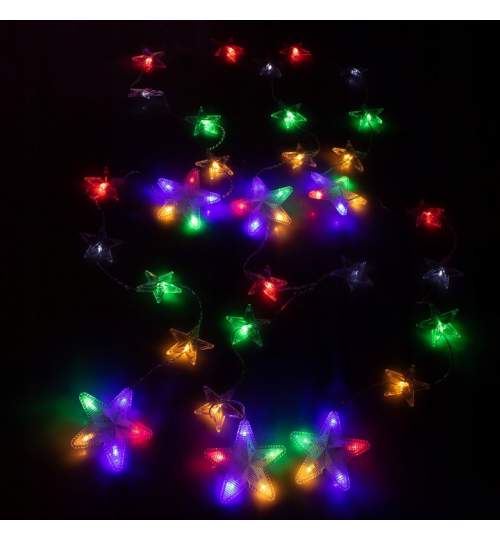 Instalatie luminoasa stelute cu 180 LED-uri, pentru Craciun, tip Perdea, lungime 2m, multicolor