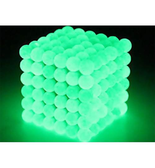 Joc Bile Magnetice NeoCube Antistres, 216 piese, Diametru Bile 5mm, verde fluorescent