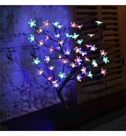 Lampa decorativa tip pom iluminat cu 48 LED-uri RGB, inaltime 45cm, multicolor