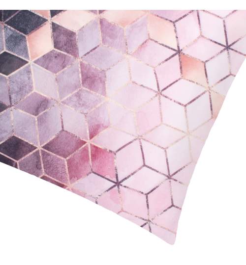 Fata de Perna Decorativa, design abstract, dimensiune 40x40, mov/roz