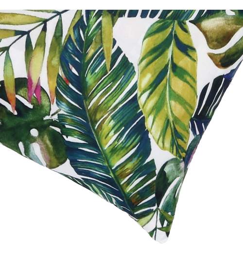 Fata de Perna Decorativa, model Leaves, dimensiune 40x40, alb/verde