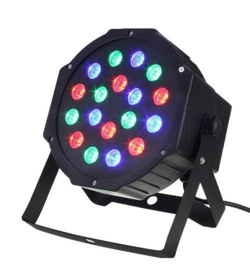 Reflector cu 18 LED RGB disco, cu jocuri de lumini, 18x18cm, 18W