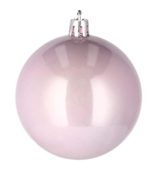 Set 37 Globuri de Craciun pentru Brad cu agatatori, din Plastic, diametru 8 cm, roz perlat