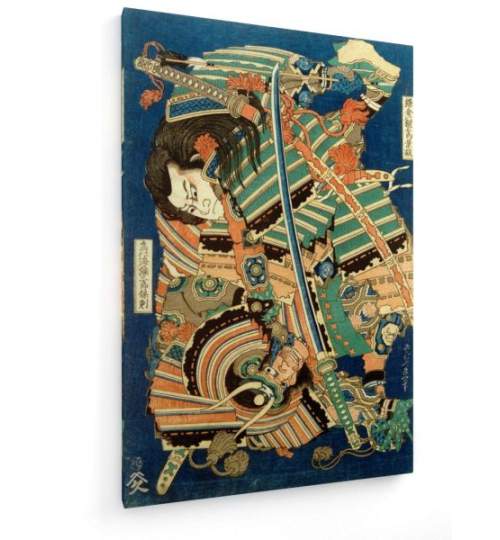 Tablou pe panza (canvas) - Hokusai - Kamakura Gongoro Kagemasa and Torinoumi Yasaburo Yasun AEU4-KM-CANVAS-265