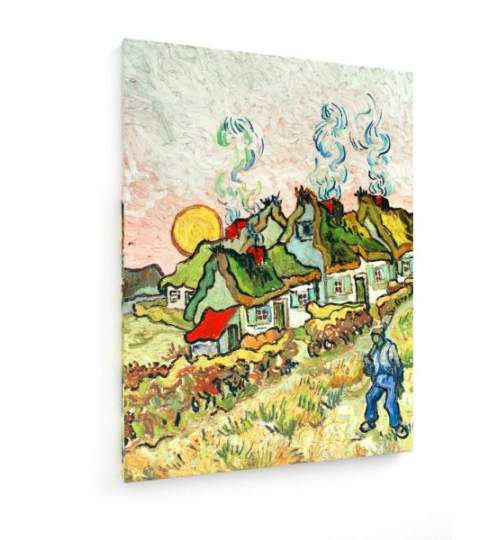 Tablou pe panza (canvas) - Vincent Van Gogh - Farmhouses at sunset - 1890 AEU4-KM-CANVAS-270