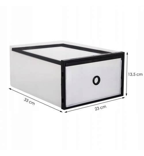 Organizator Cutie pentru depozitare Incaltaminte, 33x23x13.5 cm, transparent/negru