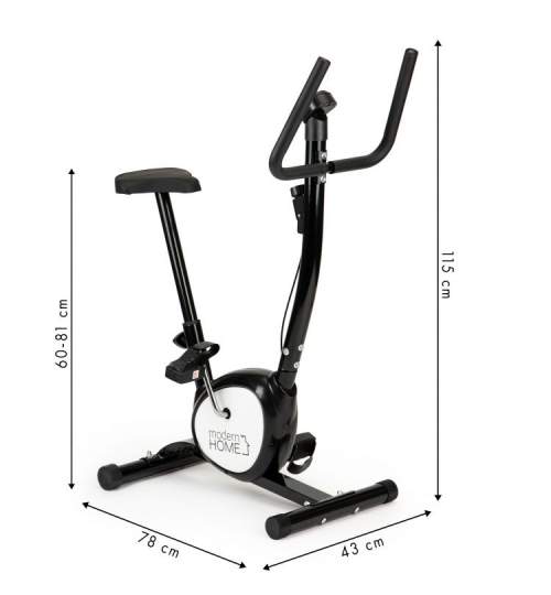 Bicicleta Fitness Reglabila cu Afisaj LCD Diferite Valori, 115x78cm, Culoare Alb/Negru