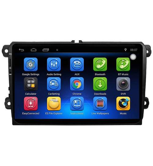 Unitate Multimedia Auto 2DIN cu Navigatie GPS, Touchscreen HD 9” Inch, Android, Wi-Fi, BT, USB, Volkswagen, Skoda si Seat
