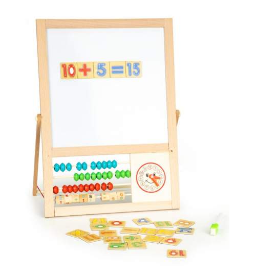 Tabla magnetica educativa pentru copii 2in1, cu abac, creta, magneti si marker, 37 x 27.7 cm