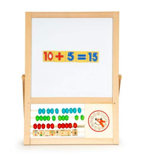 Tabla magnetica educativa pentru copii 2in1, cu abac, creta, magneti si marker, 37 x 27.7 cm