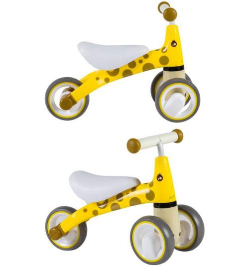 Tricicleta pentru copii EcoToys, model Girafa, capacitate 20kg, culoare galben