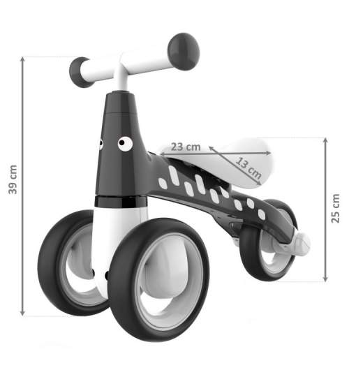 Tricicleta pentru copii EcoToys, model Zebra, capacitate 20kg, culoare negru