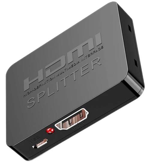 Splitter HDMI TarTek cu 2 porturi, 1 intrare - 2 iesiri, 3D, 4K x 2K, FULL HD, alimentare cablu USB, vizionare 2 monitoare in acelasi timp MTEK-SP2M