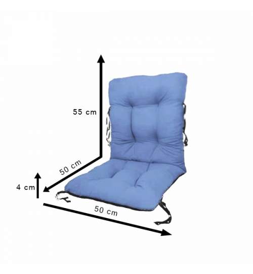 Set 2 Perne sezut/spatar pentru scaun de gradina sau balansoar, 50x50x55 cm, culoare albastru