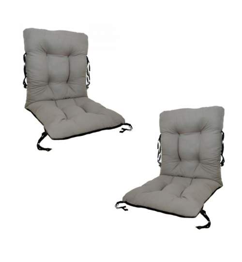 Set 2 Perne sezut/spatar pentru scaun de gradina sau balansoar, 50x50x55 cm, culoare gri