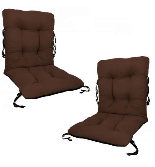 Set 2 Perne sezut/spatar pentru scaun de gradina sau balansoar, 50x50x55 cm, culoare maro