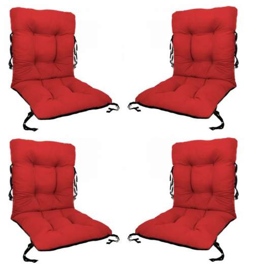 Set 4 Perne sezut/spatar pentru scaun de gradina sau balansoar, 50x50x55 cm, culoare rosu