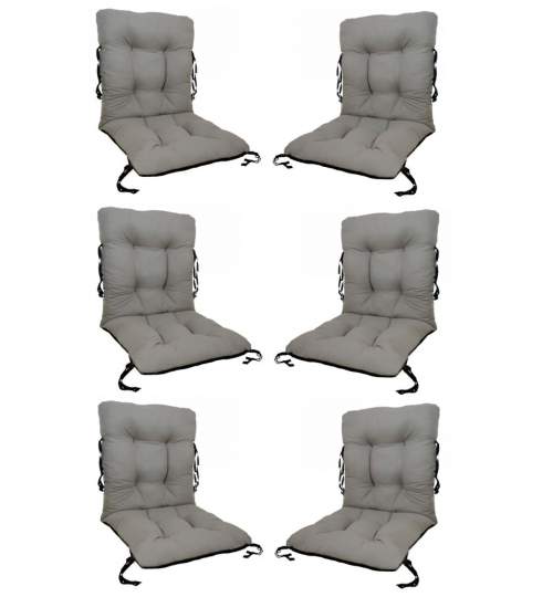 Set 6 Perne sezut/spatar pentru scaun de gradina sau balansoar, 50x50x55 cm, culoare gri