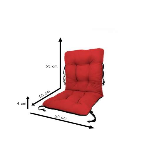 Set 2 Perne sezut/spatar pentru scaun de gradina sau balansoar, 50x50x55 cm, culoare rosu
