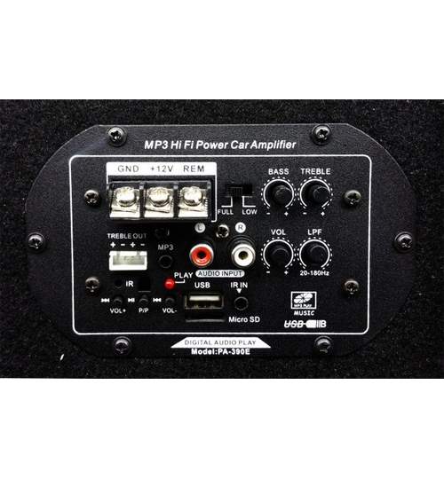 Subwoofer Bass Auto Activ cu Amplificator Incorporat 200W 20cm Voice Kraft 80B30