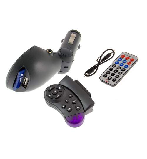 Modulator FM MP3 Player Auto cu Telecomanda cu Fixare pe Volan si Normala, LCD, USB, AUX IN, Card SD