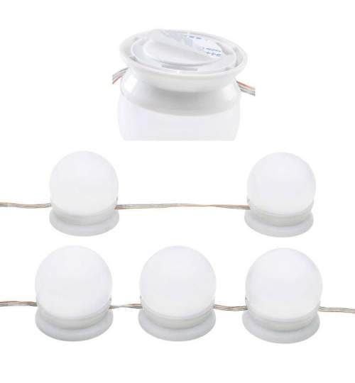 Kit 10 becuri LED pentru oglinda make-up, alimentare USB, cu 3 moduri de iluminare, 60x42 mm