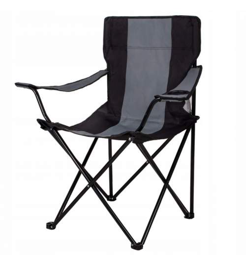 Scaun pliabil pentru gradina, camping sau pescuit, cadru metalic, capacitate 100kg, gri/negru