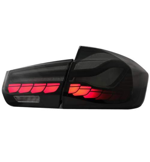 Stopuri LED compatibil cu BMW Seria 3 F30 (2011-2019) Rosu Clar LCI Design cu Semnal Dinamic Secvential KTX3-TLBMF30RCNL