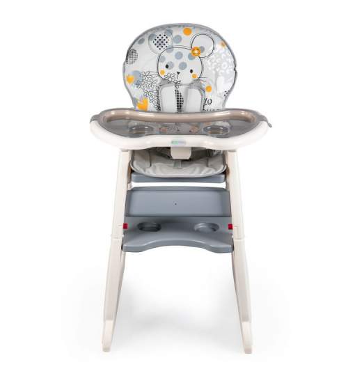 Scaun de masa inaltator pentru copii si bebe 2in1, cu centura de siguranta si spatar reglabil, gri