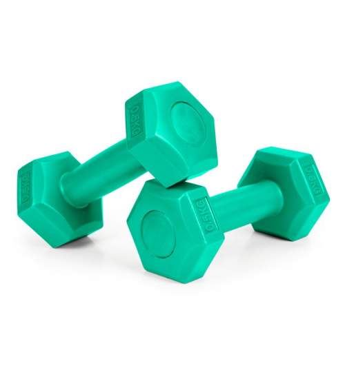 Set 2 Gantere pentru fitness sau antrenament, din cauciuc, 2x0.5 kg, culoare verde