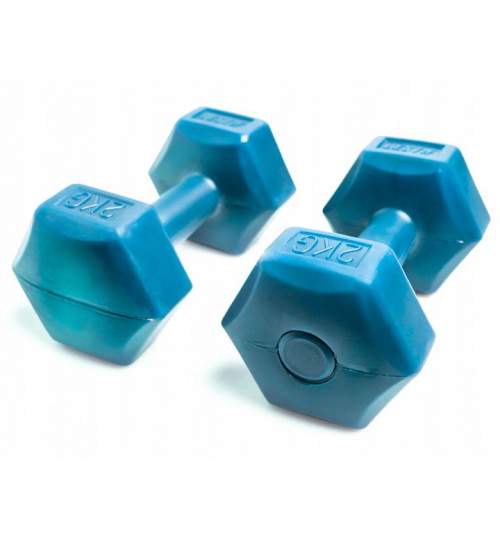 Set 2 Gantere pentru fitness sau antrenament, din cauciuc, 2x2 kg, culoare albastru
