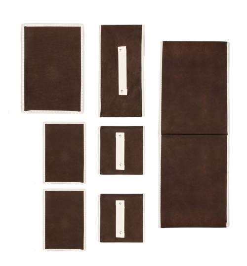 Cutie de depozitare organizator textil cu 3 sertare, 30x21 cm, culoare maro/bej