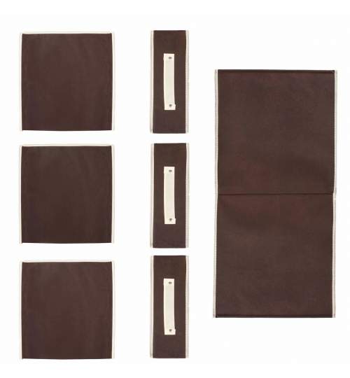 Cutie de depozitare organizator textil cu 3 sertare, 30x30 cm, culoare maro